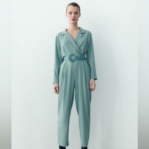 Blue belted Zara jumpsuit